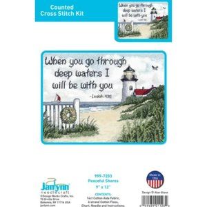 Janlynn Counted Cross Stitch Kit Lighthouse and Bamboo Hoop 6 Inch